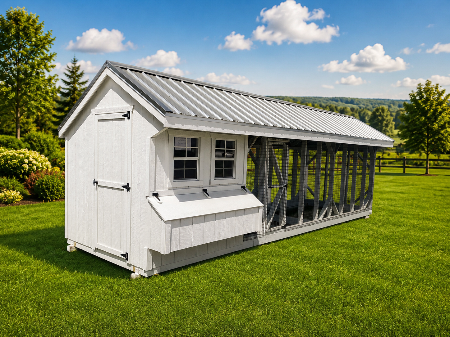 7x24 Quaker Combination — White chicken coop
