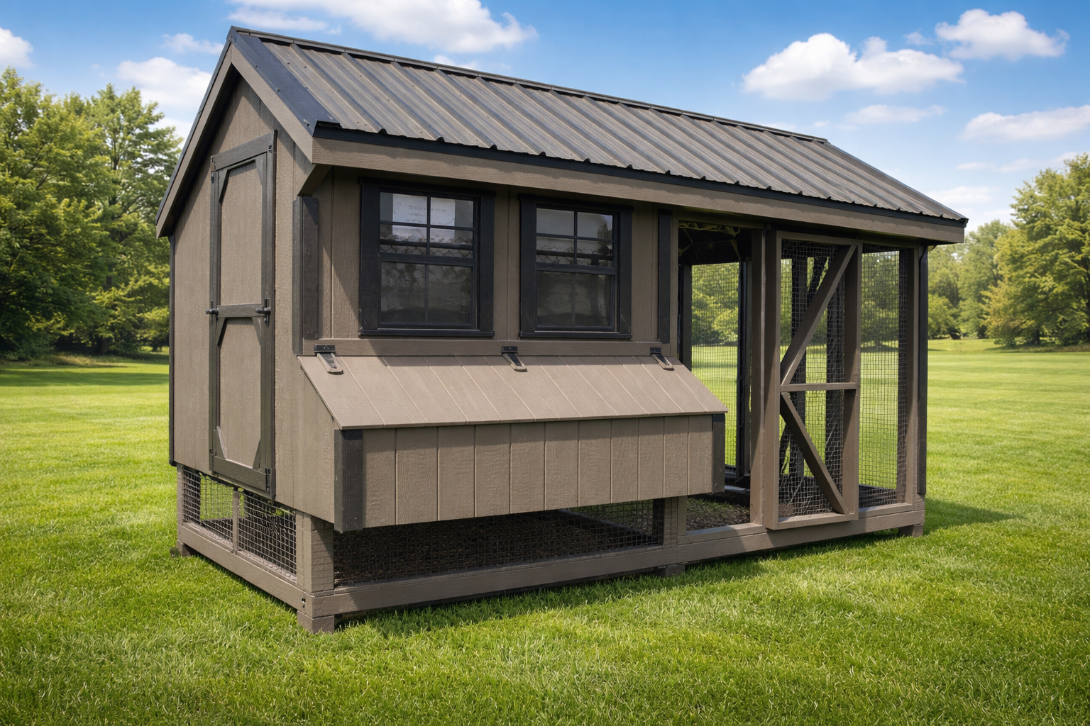7x12 Quaker Combination — Black Fox combination chicken coop
